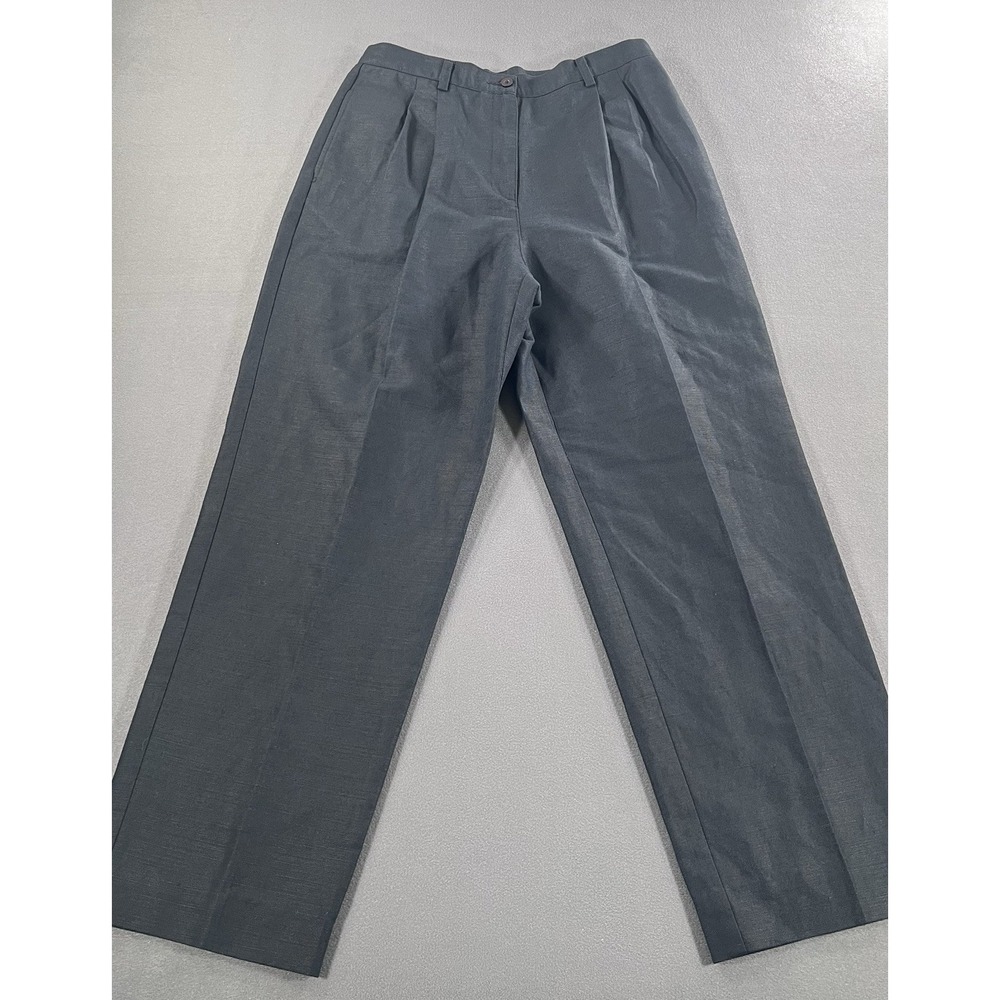 Liz Claiborne Liz Sport Women's Size 12 Black Linen Blend Pleated Pants Business